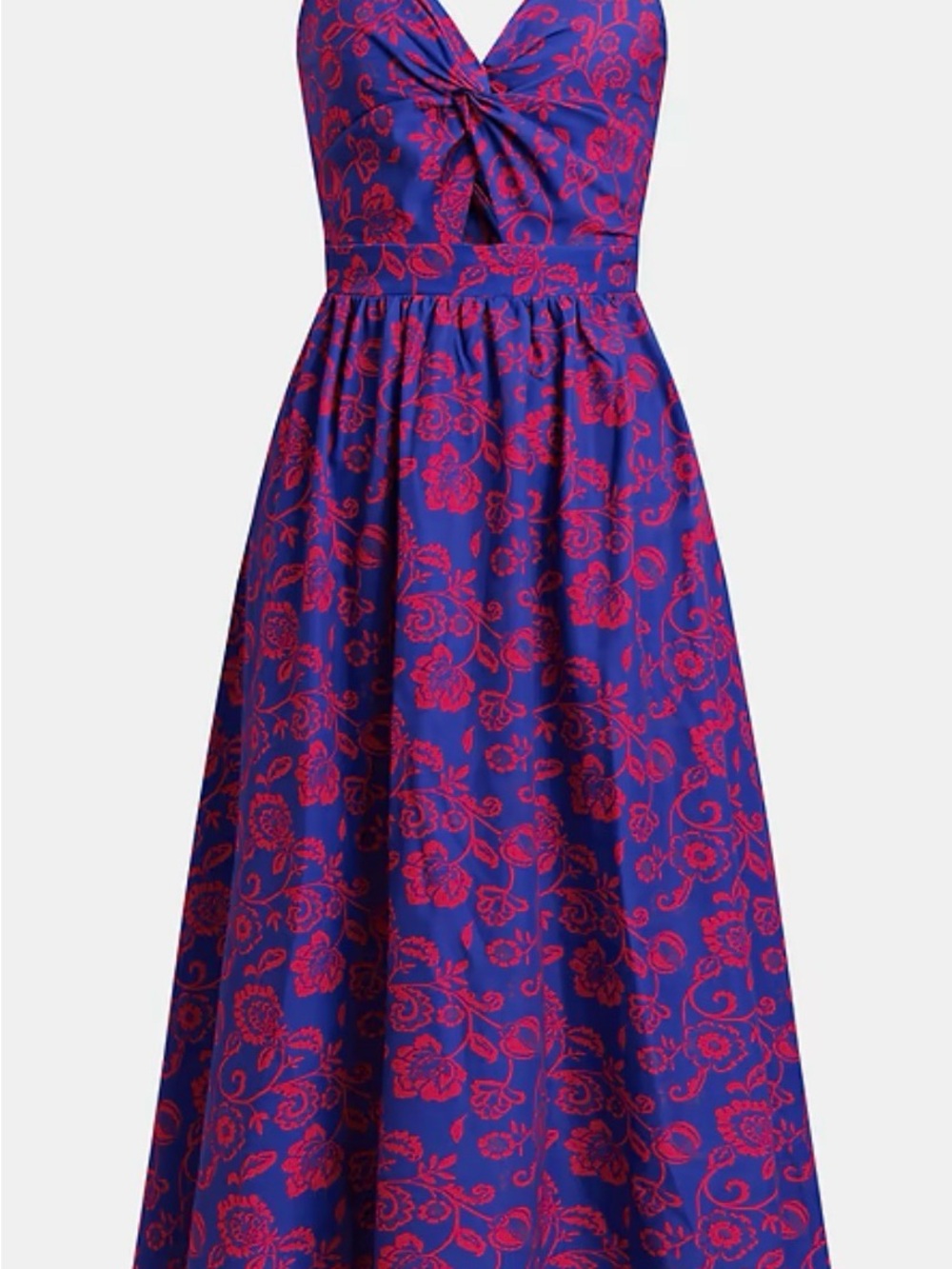 Blue and Pink Floral V-Neck Maxi Dress